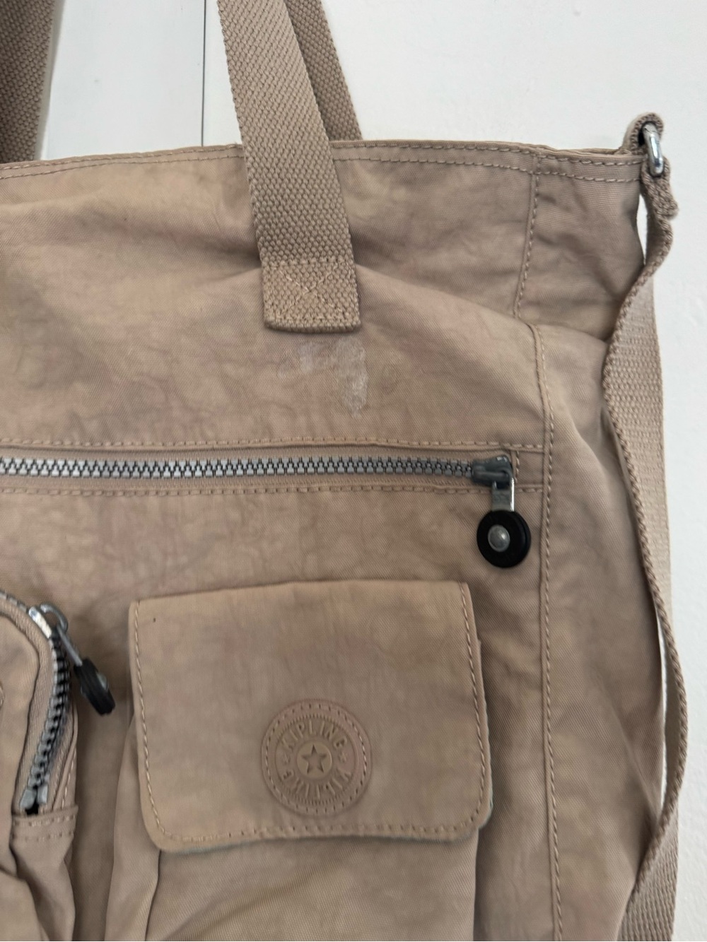 Kipling Joslyn Dune Crossbody Tote Bag Beige Monkey Key Ring - Picture 6 of 16